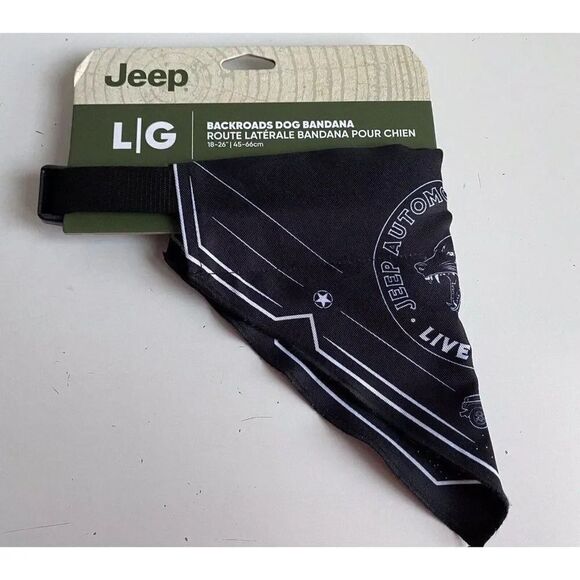 Jeep Backroads Mountains Bandana Dog Collar Black Large Dog 18-26” NEW - Picture 1 of 11